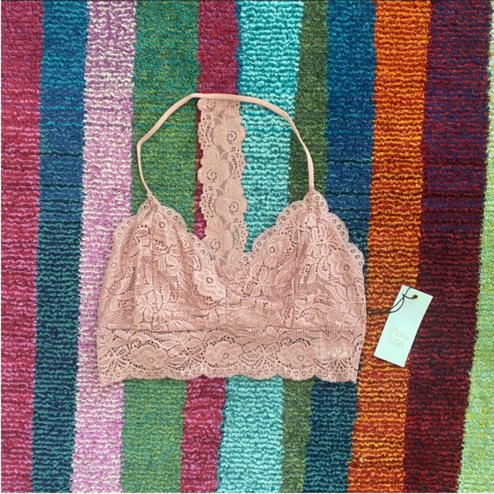 Pink Lace Bralette T-Back Sizes Small, Medium, & Large